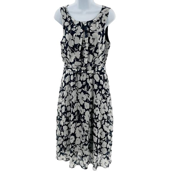 R&K Originals Dresses & Skirts - R&K Navy Blue & White Floral Cap Sleeve Fit & Flare Cottage Summer Dress 10
